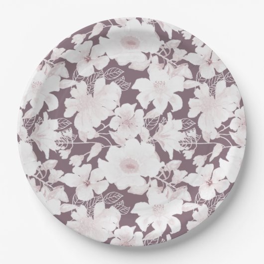 Blush blooms patroon papieren bordje (Voorkant)