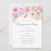 Blush Blooms Waterverf Bloemen Engagement Party Kaart (Voorkant)