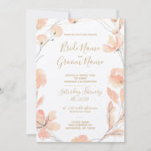 Blush & Blooms Waterverf Bloemen & Goud Bruiloft Kaart (Voorkant)