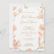 Blush & Blooms Waterverf Bloemen & Goud Bruiloft