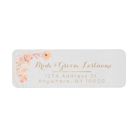 Blush & Blooms Waterverf Floral & Gold Return Etiket (Voorkant)