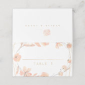 Blush Blooms Waterverf Goud Bloemen Custom Escort Plaatskaartje (Buitenkant ongevouwen)