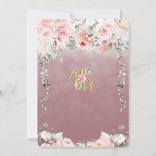Blush Blooms Weddenschap Fancy goudkalligrafie Mal Kaart (Achterkant)