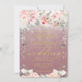 Blush Blooms Weddenschap Fancy goudkalligrafie Mal Kaart (Voorkant)