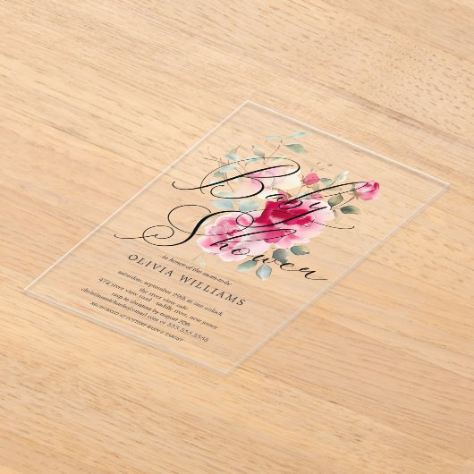 Blush Blossom Baby shower Invitation Acryl Uitnodigingen (Laagn)