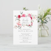 Blush Blossom Baby shower Invitation Kaart (Staand voorkant)
