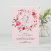 Blush Blossom Baby shower Invitation Kaart (Staand voorkant)