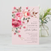Blush Blossom Baby shower Invitation Kaart (Staand voorkant)