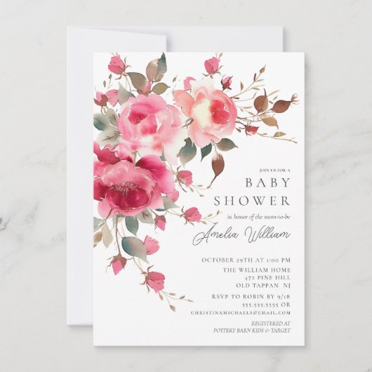 Blush Blossom Baby shower Invitation Kaart (Voorkant)