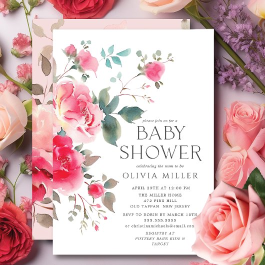 Blush Blossom Baby shower Invitation Kaart