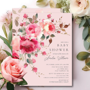 Blush Blossom Baby shower Invitation Kaart
