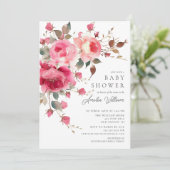 Blush Blossom Baby shower Invitation Kaart (Staand voorkant)