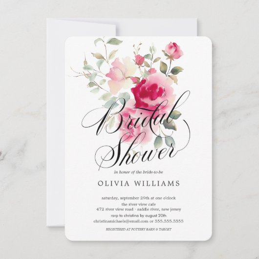 Blush Blossom Bridal Shower Uitnodiging (Voorkant)