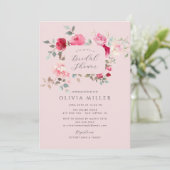 Blush Blossom Bridal Shower Uitnodiging (Staand voorkant)