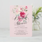 Blush Blossom Bridal Shower Uitnodiging (Staand voorkant)