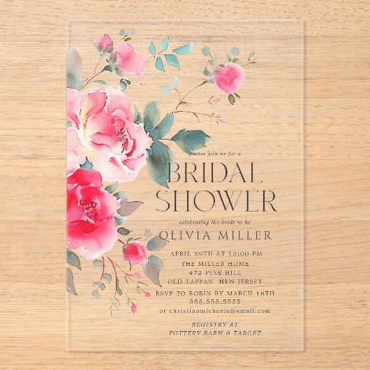 Blush Blossom Bridal Shower Uitnodiging (Voorkant)