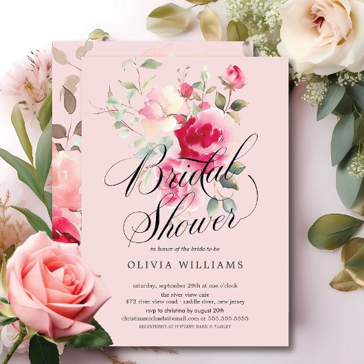 Blush Blossom Bridal Shower Uitnodiging