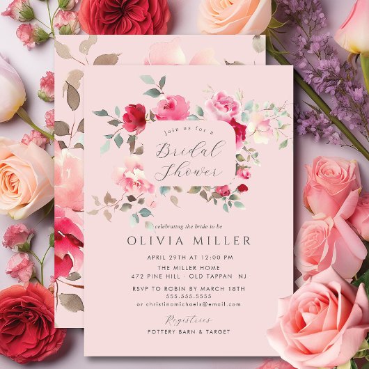 Blush Blossom Bridal Shower Uitnodiging