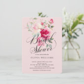 Blush Blossom Bridal Shower Uitnodiging (Staand voorkant)