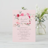 Blush Blossom Bridal Shower Uitnodiging (Staand voorkant)