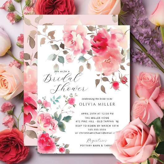 Blush Blossom Bridal Shower Uitnodigingen