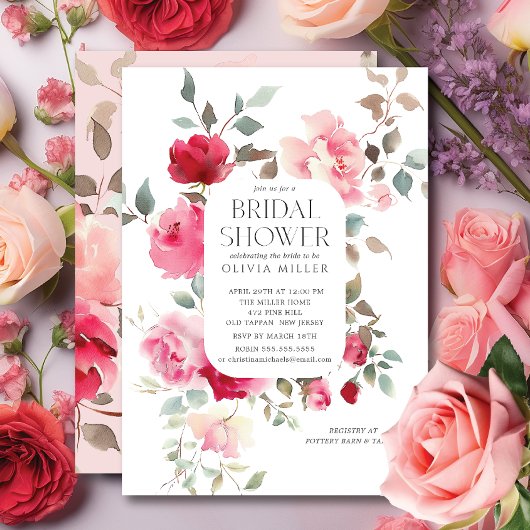 Blush Blossom Bridal Shower Uitnodigingen