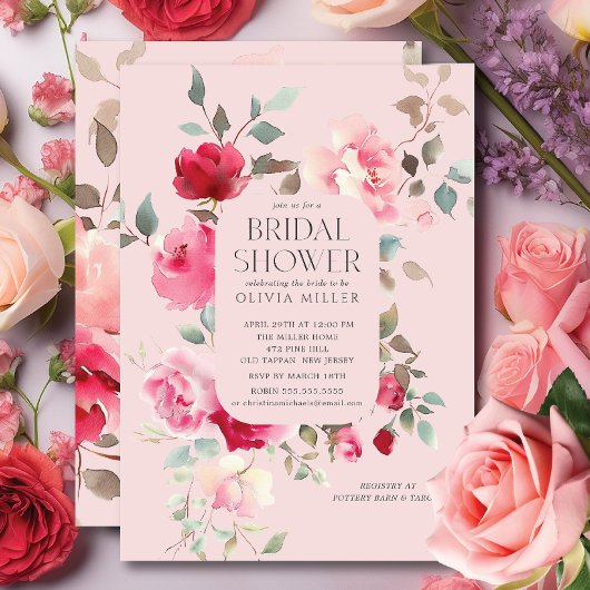 Blush Blossom Bridal Shower Uitnodigingen