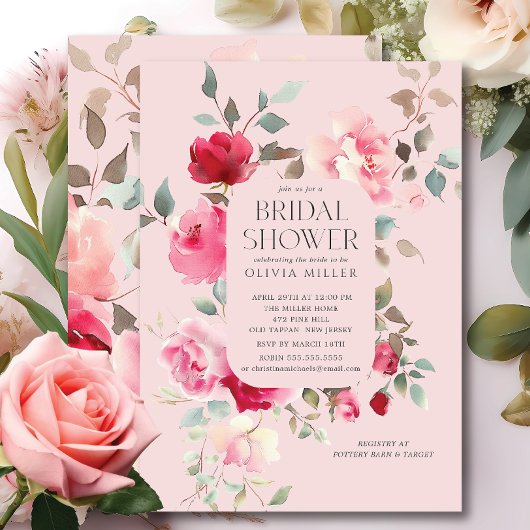 Blush Blossom Bridal Shower Uitnodigingen