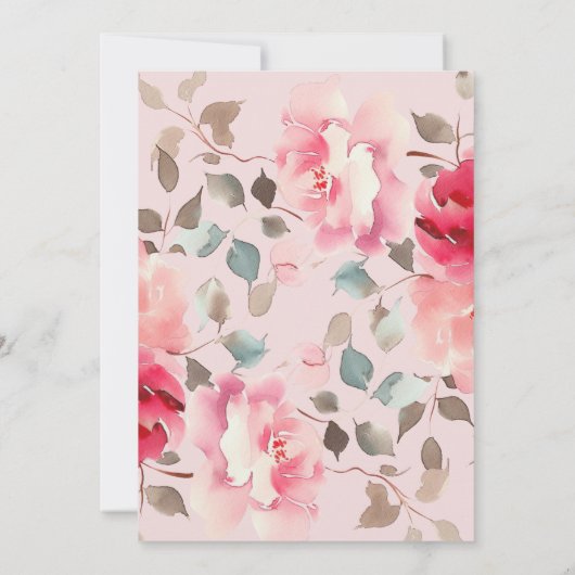 Blush Blossom Bridal Shower Uitnodigingen (Achterkant)