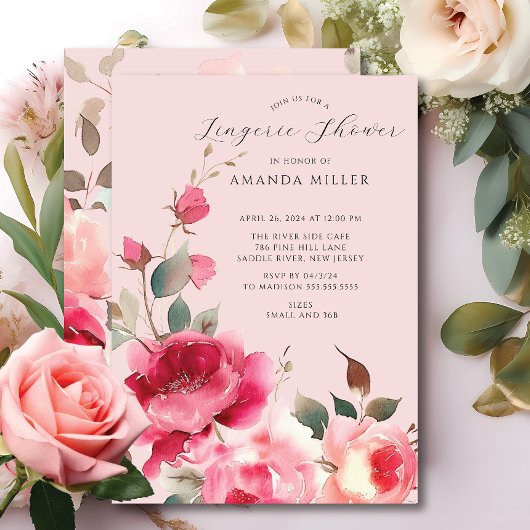 Blush Blossom Bruids Lingerie Douche Kaart
