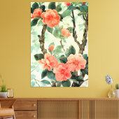 Blush Blossom Camelia Garden Waterverf Canvas Afdruk (Insitu (Woonkamer))