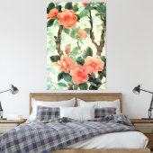 Blush Blossom Camelia Garden Waterverf Canvas Afdruk (Insitu (Slaapkamer))