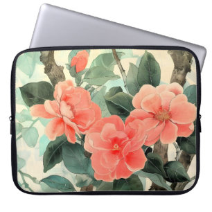 Blush Blossom Camelia Garden Waterverf Laptop Sleeve