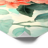 Blush Blossom Camelia Garden Waterverf Poster (Hoek)