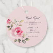 Blush Blossom Eerste Heilige Communie Bedankjes Labels (Achterkant)