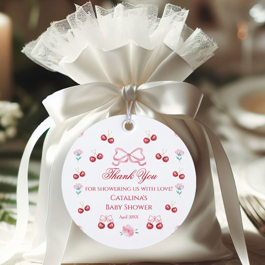 Blush Blossom Sweet Cherry Baby shower Bedankjes Labels