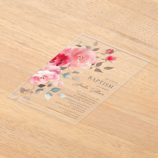 Blush Blossoms Baptisme Uitnodiging (Laagn)