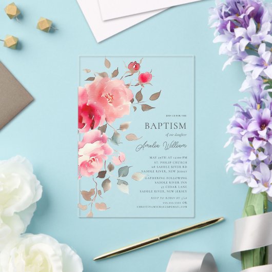 Blush Blossoms Baptisme Uitnodiging (Insitu (Huwelijk))