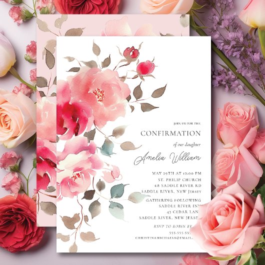 Blush Blossoms Bevestiging Uitnodiging