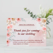 Blush Blossoms & Dankbaarheid: Chique Roze Bloemen Bedankkaart (Staand voorkant)