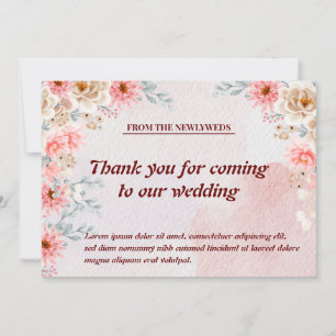 Blush Blossoms & Dankbaarheid: Chique Roze Bloemen Bedankkaart