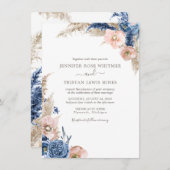 Blush Blue Boho Dried Pampas Waterverf Weddenschap Kaart (Voorkant / Achterkant)