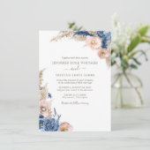 Blush Blue Boho Dried Pampas Waterverf Weddenschap Kaart (Staand voorkant)