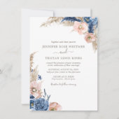 Blush Blue Boho Dried Pampas Waterverf Weddenschap Kaart (Voorkant)