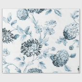 Blush Blue  Botanical Floral Toile Cadeaupapier (Vlak)