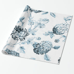 Blush Blue  Botanical Floral Toile Cadeaupapier
