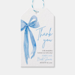 Blush Blue Bow Ze bindt de knoop Vrijgezellenfeest Cadeaulabel