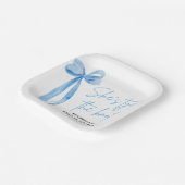 Blush Blue Bow Ze bindt de knoop Vrijgezellenfeest Papieren Bordje (Gebogen)