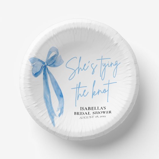 Blush Blue Bow Ze bindt de knoop Vrijgezellenfeest Papieren Kommen (Voorkant)