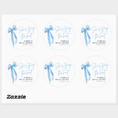 Blush Blue Bow Ze bindt de knoop Vrijgezellenfeest Ronde Sticker (Vel)
